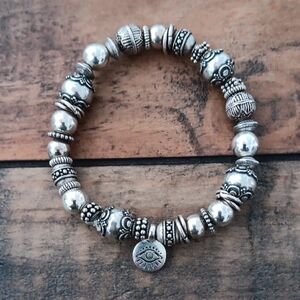 Chunky Hill Tribe Silver Stretch Bracelet